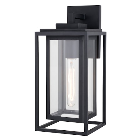 Vaxcel Filmore 1 Light Textured Black Transitional Outdoor Wall Lantern Clear Glass T0773